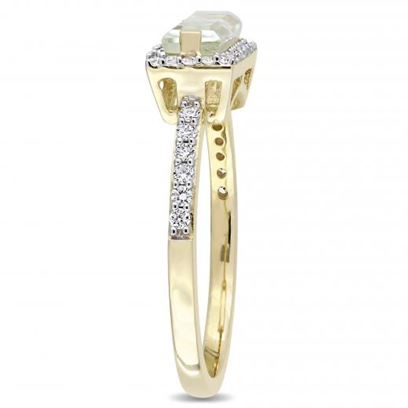 Julianna B 14K Yellow Gold Green Quartz & Diamond Ring
