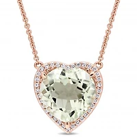 Julianna B 14K Rose Gold Green Quartz & 0.20CTW Diamond Pendant