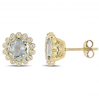 Julianna B 10K Yellow Gold Green Quartz & White Sapphire Earrings