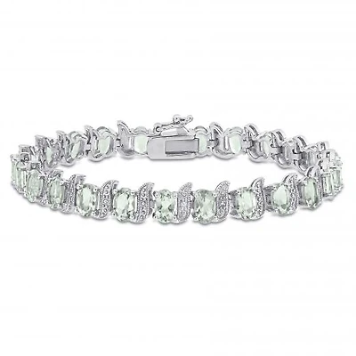 Julianna B Sterling Silver Green Quartz & 0.03CTW Diamond Bracelet