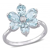 Julianna B 14K White Gold Aquamarine & 0.02CTW Diamond Ring