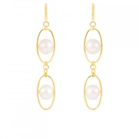 Sterling Silver 10K Yellow Gold Plated 11-12mm Freshwater Pearl Earrings