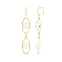 Sterling Silver 10K Yellow Gold Plated 11-12mm Freshwater Pearl Earrings