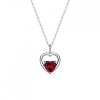 Sterling Silver Created Ruby Heart Necklace