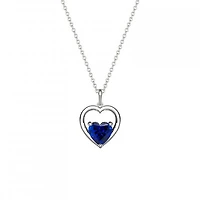 Sterling Silver Created Blue Sapphire Heart Pendant