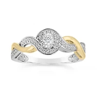 10K White & Yellow Gold 0.20CTW Diamond Twist Promise Ring