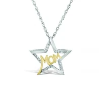 Sterling Silver & 10K Yellow Gold 0.07CTW Diamond Star Mom Pendant