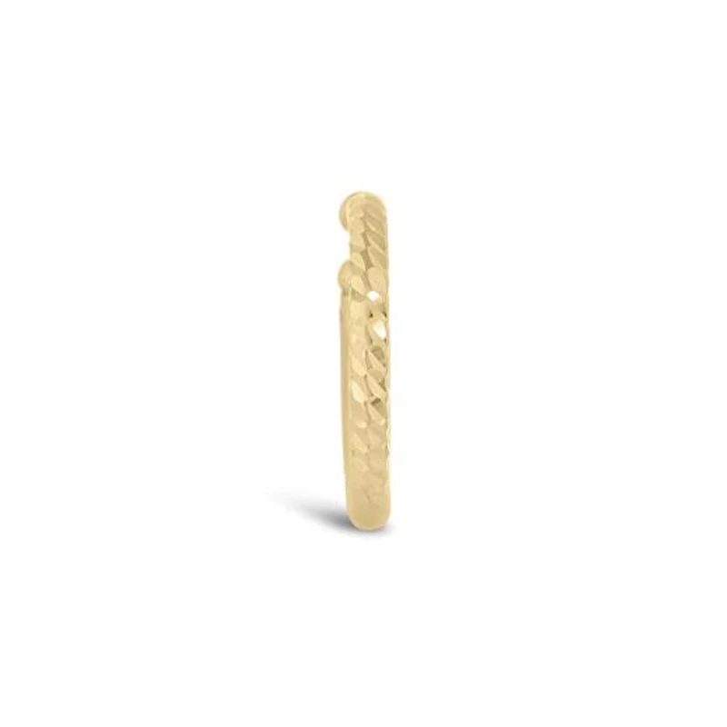 10K Yellow Gold Single Tube Diamond-Cut Cuff Earring