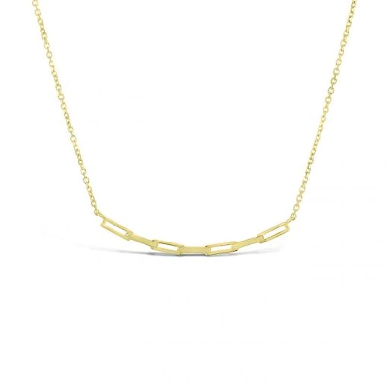 10K Yellow Gold Paperclip Bar Necklace
