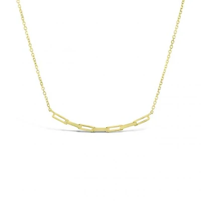 10K Yellow Gold Paperclip Bar Necklace