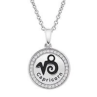 Sterling Silver Capricorn 0.10CTW Diamond Pendant