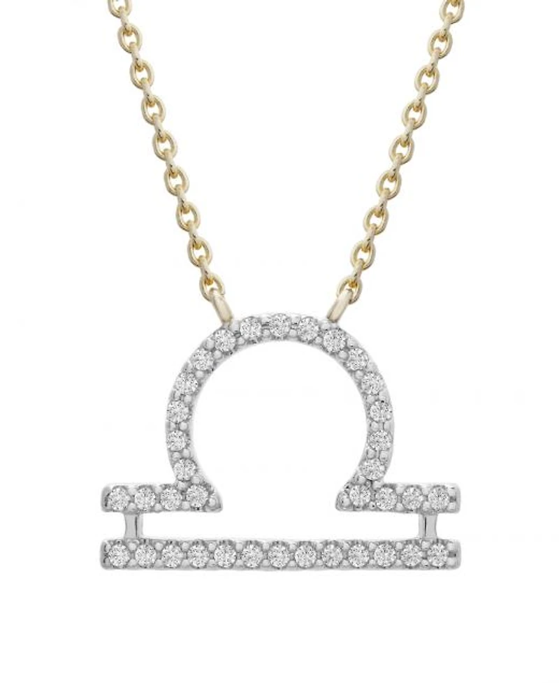 10K Yellow Gold Libra 0.10CTW Diamond Pendant