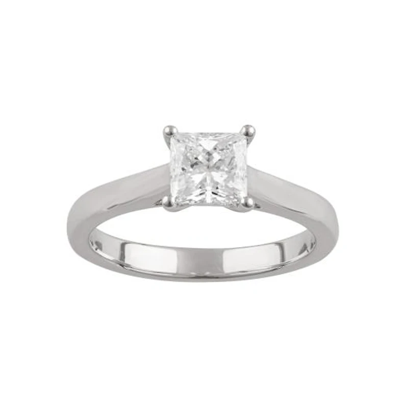 Glacier Fire 14K White Gold 1.00CT Ideal Princess Cut Diamond Solitaire Ring