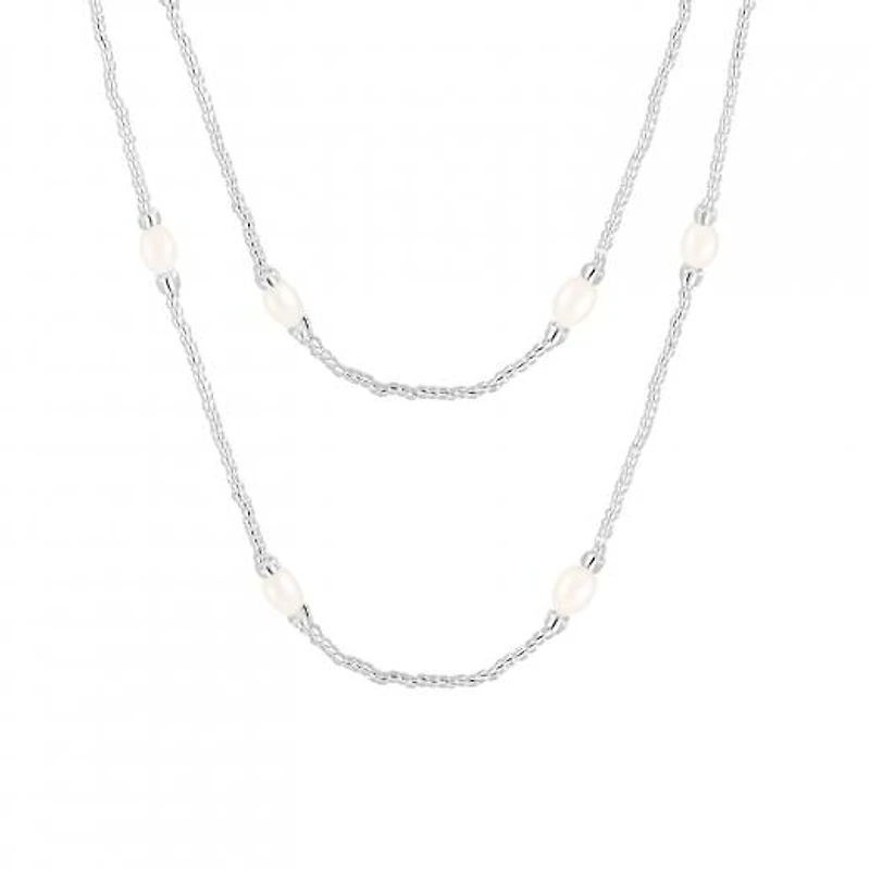 36" Endless 7-8mm Freshwater Pearl Necklace with Glass Beads