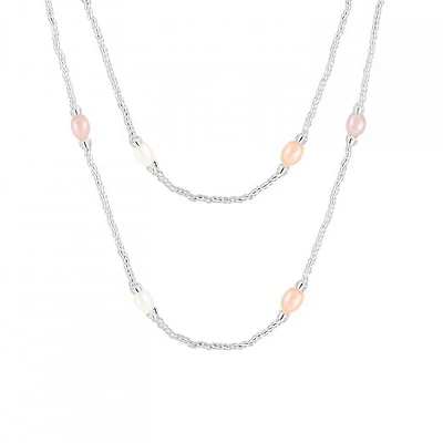 36" Endless 7-8mm Freshwater Pearl Necklace with Glass Beads