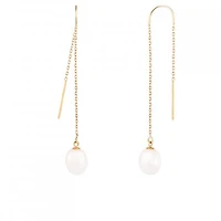 14K Yellow Gold 7.5-8mm White Freshwater Pearl Earrings