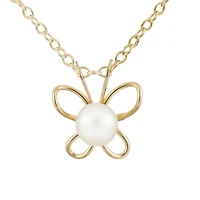 14K Yellow Gold 4-4.5mm White Freshwater Pearl 17" Necklace