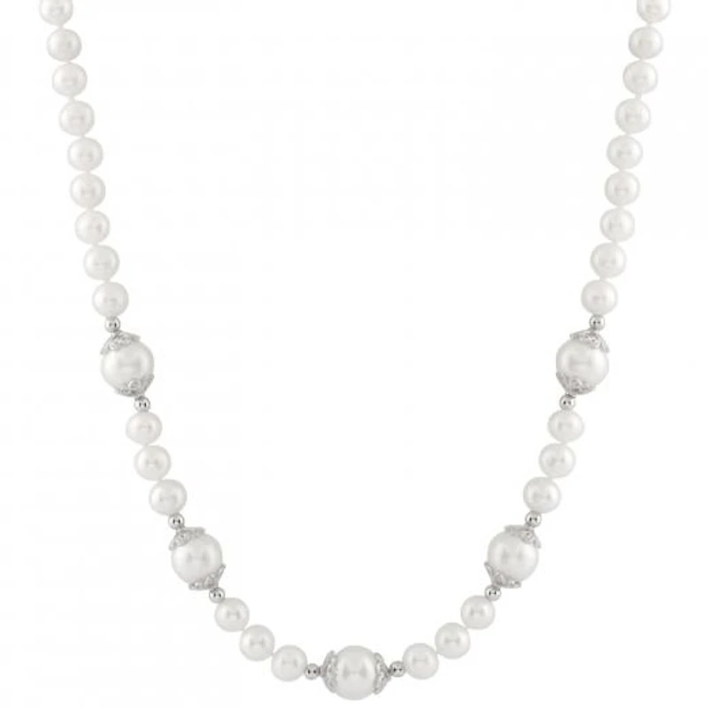 Sterling Silver 6-12mm Freshwater Pearls 18" Necklace