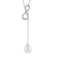 Sterling Silver 7.5-8mm Freshwater Pearls 18" Infinity Necklace