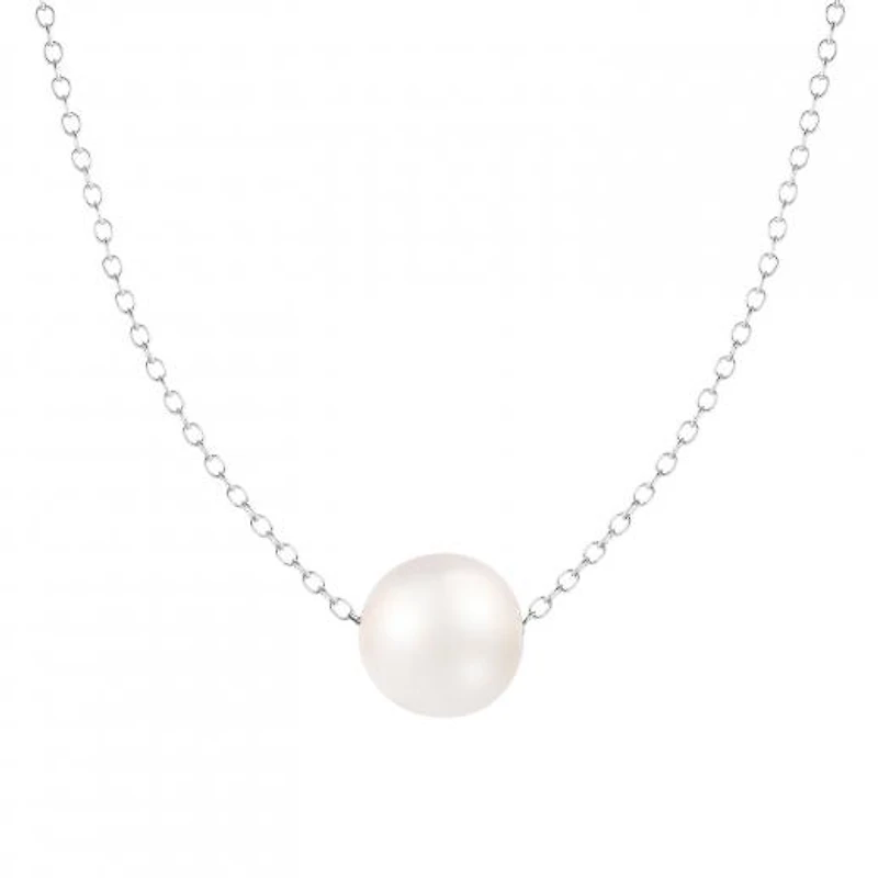 Sterling Silver 10mm Freshwater Pearl. 17" Necklace