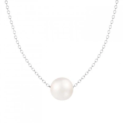 Sterling Silver 10mm Freshwater Pearl. 17" Necklace