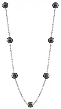 Sterling Silver 8-9mm Black Freshwater Pearl 20" Necklace