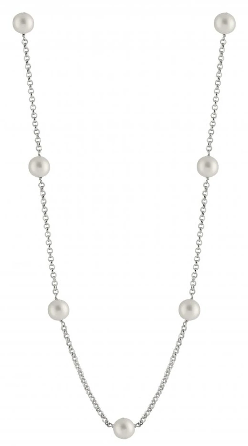 Sterling Silver 8-9mm White Freshwater Pearl 20" Necklace