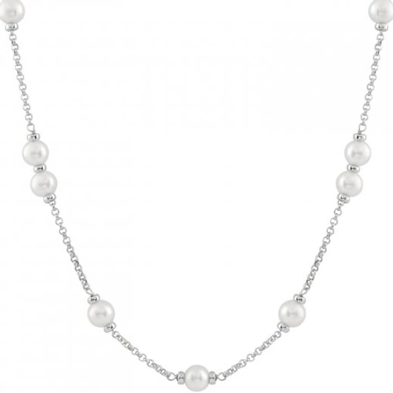 Sterling Silver 8-9mm White Pearls 18" Necklace