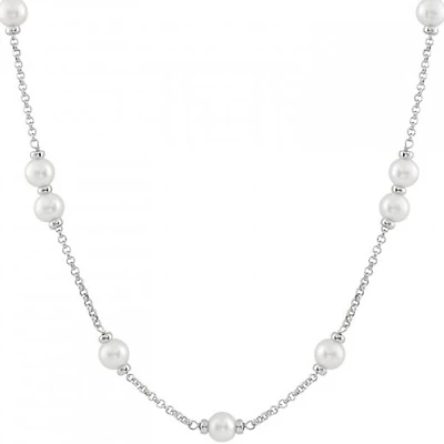 Sterling Silver 8-9mm White Pearls 18" Necklace