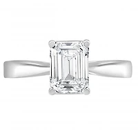14K White Gold Lab Grown Emerald Cut Diamond 1.90CT SI1/GH