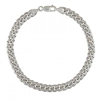 Sterling Silver 9.5" 7.2mm Pave Cut Curb Bracelet