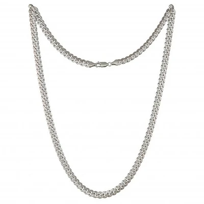 Sterling Silver 24" 7.2mm Pave Cut Curb Chain