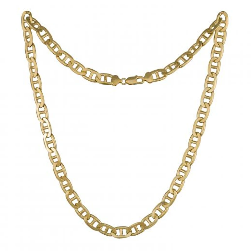Sterling Silver 18K Yellow Gold Plated 24" 9.8mm Marine Chain