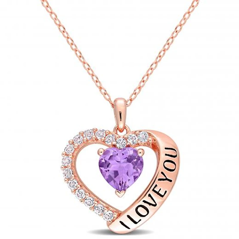 Julianna B Rose Plated Sterling Silver Amethyst & White Topaz Necklace
