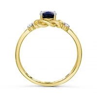 10K Yellow Gold Blue Sapphire & Diamond Ring