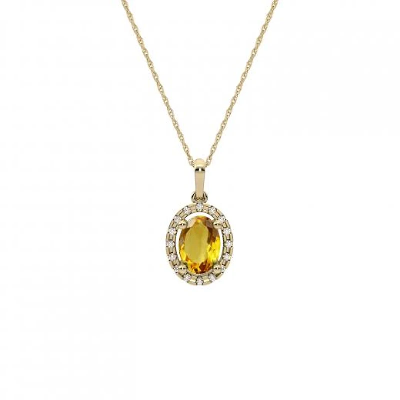 10K Yellow Gold Citrine & Diamond Pendant