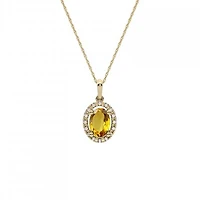 10K Yellow Gold Citrine & Diamond Pendant