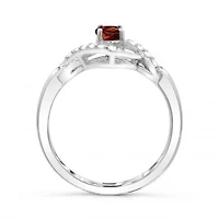 Sterling Silver Garnet & White Topaz Ring