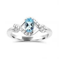 Sterling Silver Aquamarine & White Topaz Ring