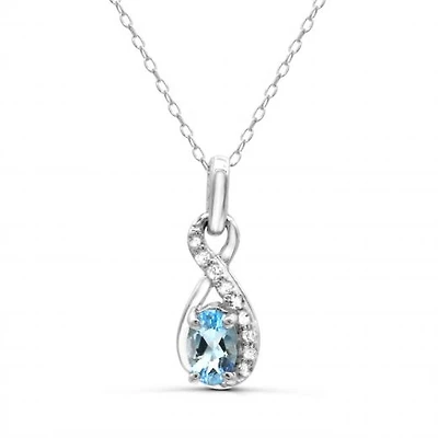 Sterling Silver Aquamarine & White Topaz Pendant