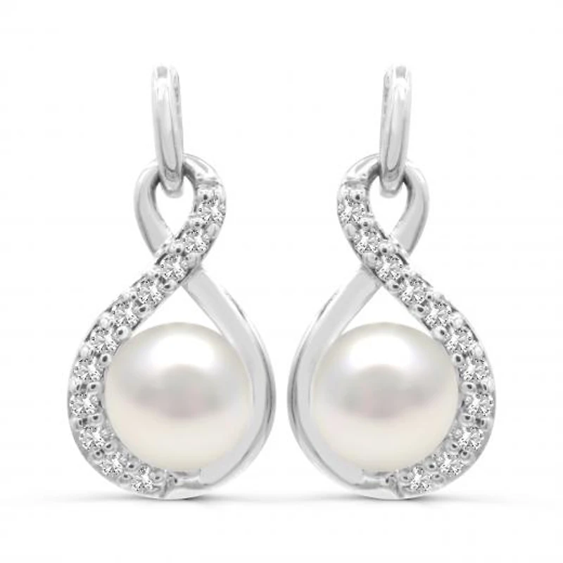 Sterling Silver Pearl & White Topaz Earrings