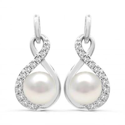 Sterling Silver Pearl & White Topaz Earrings