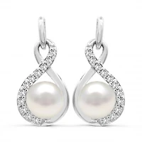Sterling Silver Pearl & White Topaz Earrings