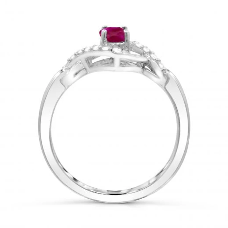 Sterling Silver Ruby & White Topaz Ring