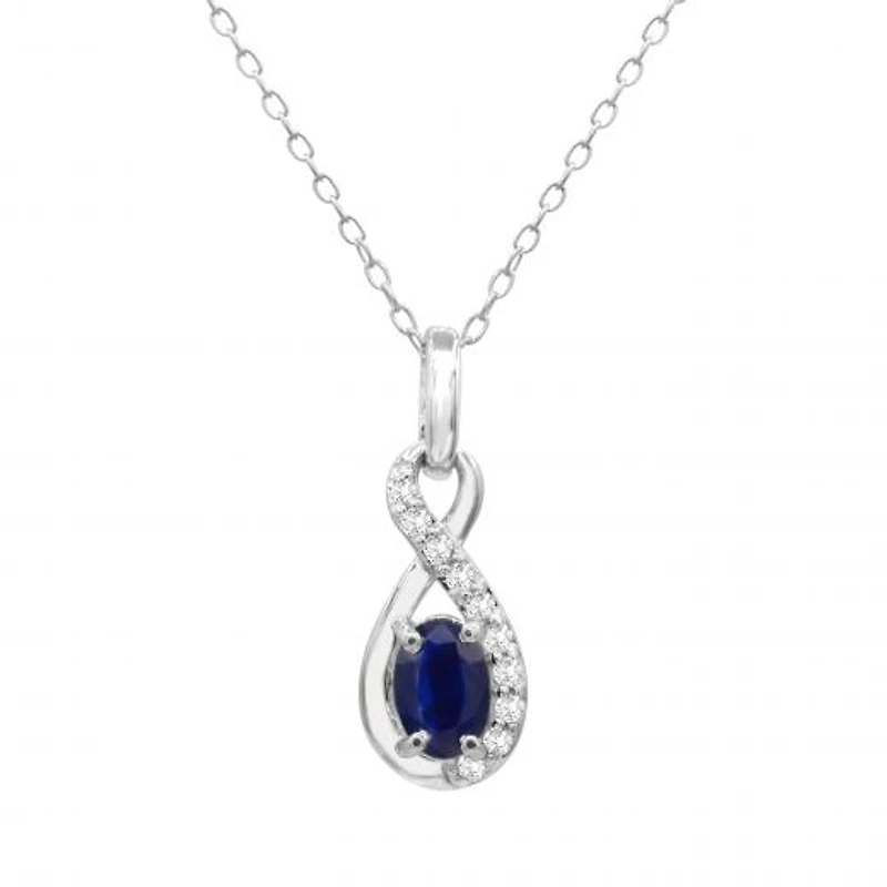 Sterling Silver Blue Sapphire & White Topaz Pendant