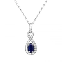 Sterling Silver Blue Sapphire & White Topaz Pendant