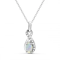 Sterling Silver Opal & White Topaz Pendant