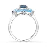 Sterling Silver Blue Topaz & White Topaz Ring