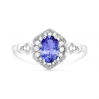 10K White Gold Tanzanite & White Sapphire Ring