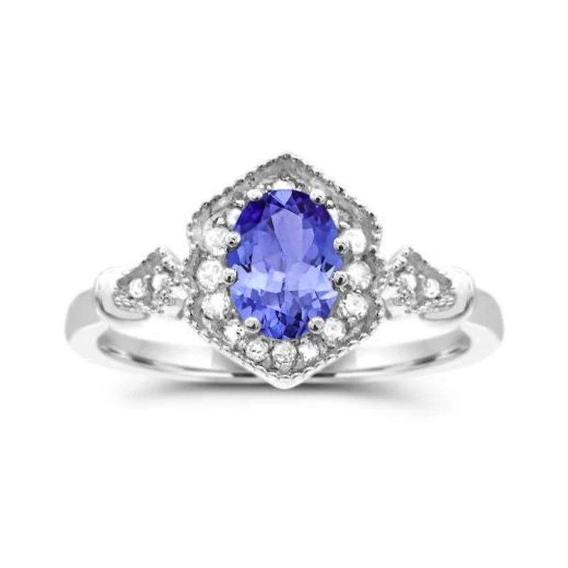 10K White Gold Tanzanite & White Sapphire Ring